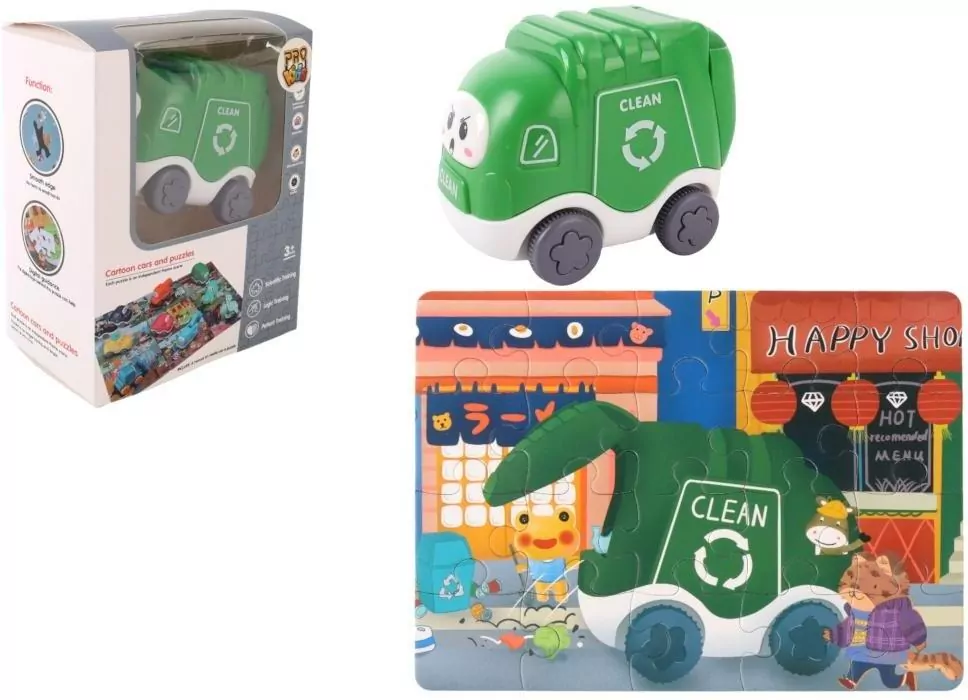 Auto puzzle Przygoda drogowa śmieciarka - tantis.pl