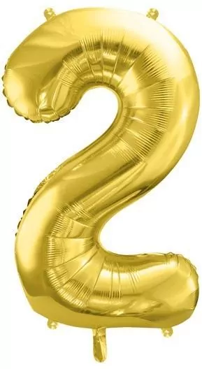 Balon foliowy cyfra 2 72cm jasny złoty - tantis.pl