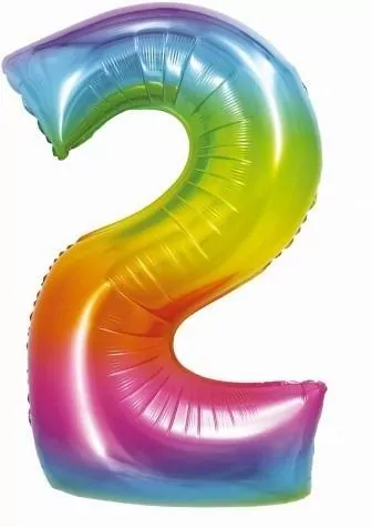Balon foliowy. Smart. Cyfra 2, tęczowa. 76 cm - tantis.pl