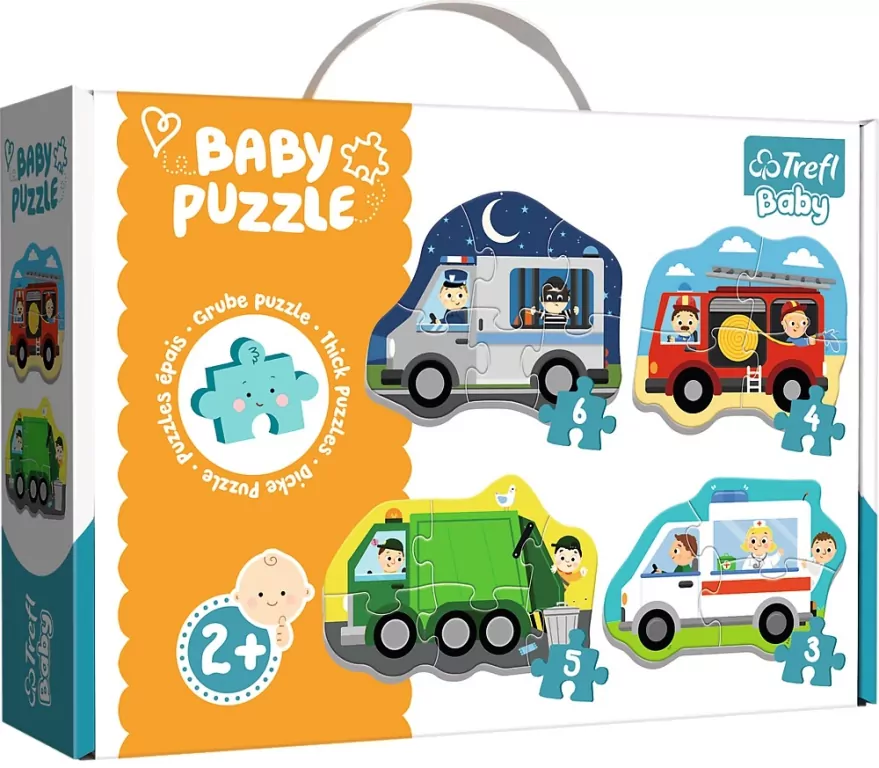 Trefl. Baby puzzle 4w1. Pojazdy i zawody - tantis.pl