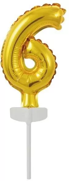 Balon foliowy mini cyfra 6 złota 7x12cm - tantis.pl