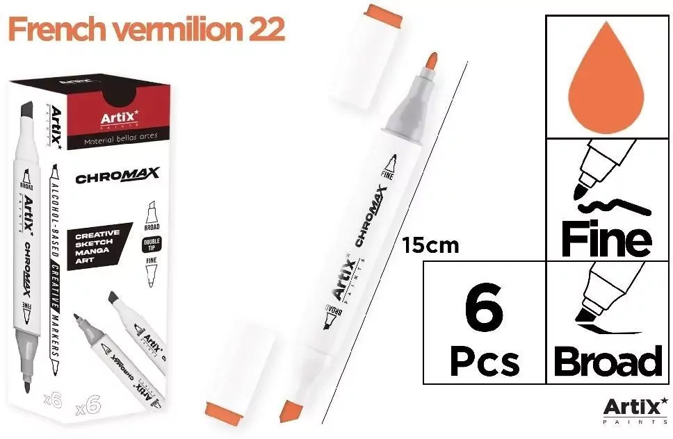 Marker Chromax z 2 końcówk. vermilion 22 - tantis.pl