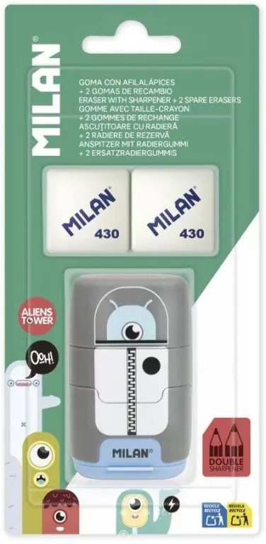 Temperówko-gumka Aliens + 2 gumki MILAN - tantis.pl