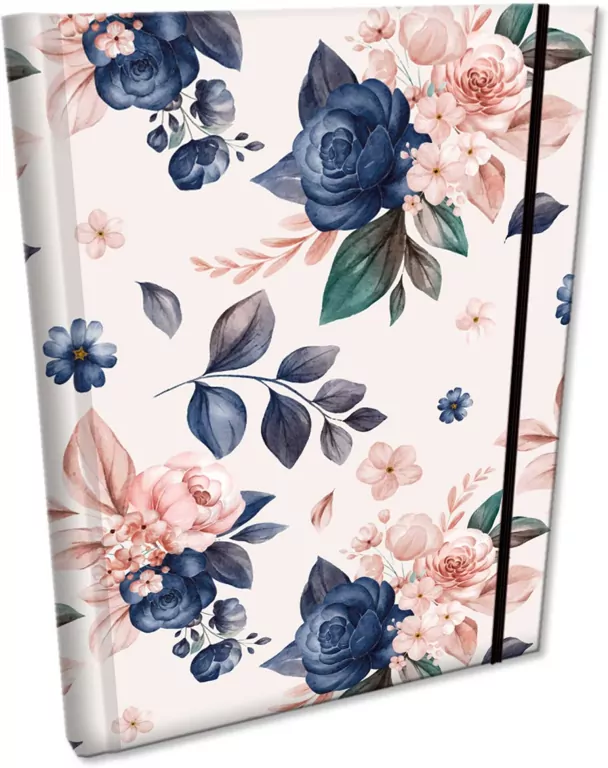 Notes B6 kratka z gumką Soft Touch Niebieskie Róże - tantis.pl