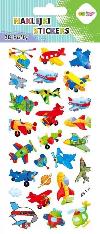 Naklejki 3D Puffy Funny Aircraft HAPPY COLOR - tantis.pl