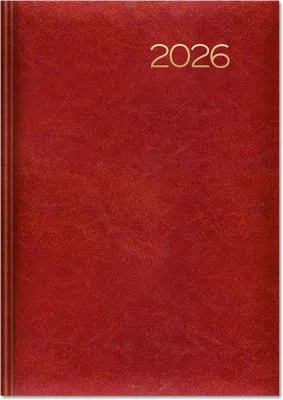 Kalendarz 2026 książkowy A5 dzienny czerwony SK2