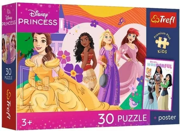 Puzzle 30 Disney Księżniczki + plakat TREFL - tantis.pl