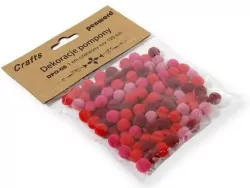 Dekoracje pompony 1cm mix czerwony