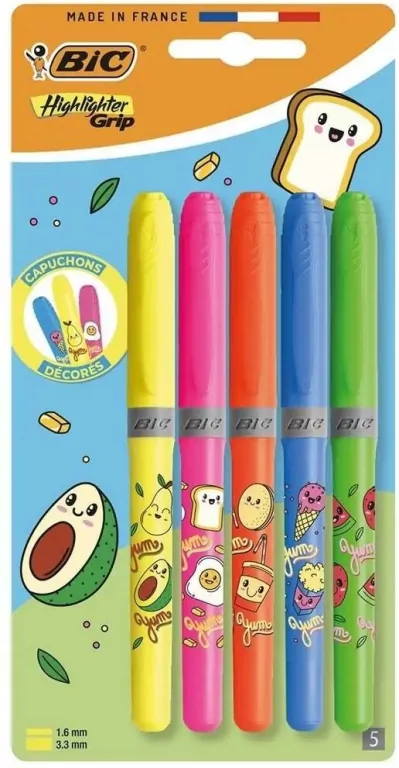 Zakreślacz Grip Neon Kawaii mix 5szt BIC - tantis.pl