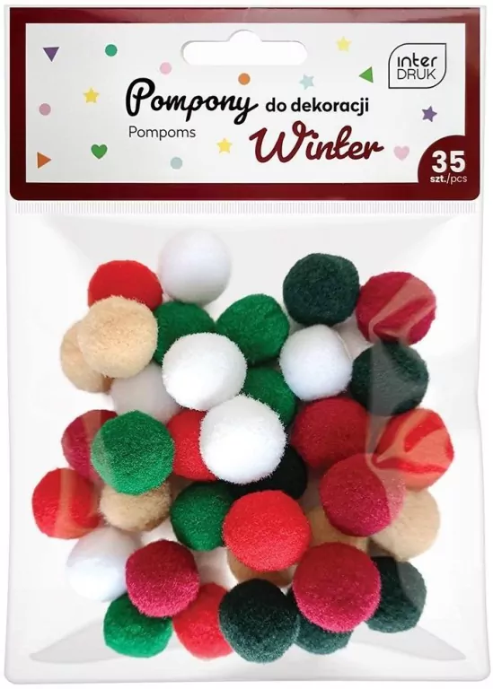 Pompony do dekoracji 35 sztuk Winter - tantis.pl