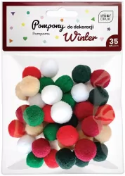 Pompony do dekoracji 35 sztuk Winter