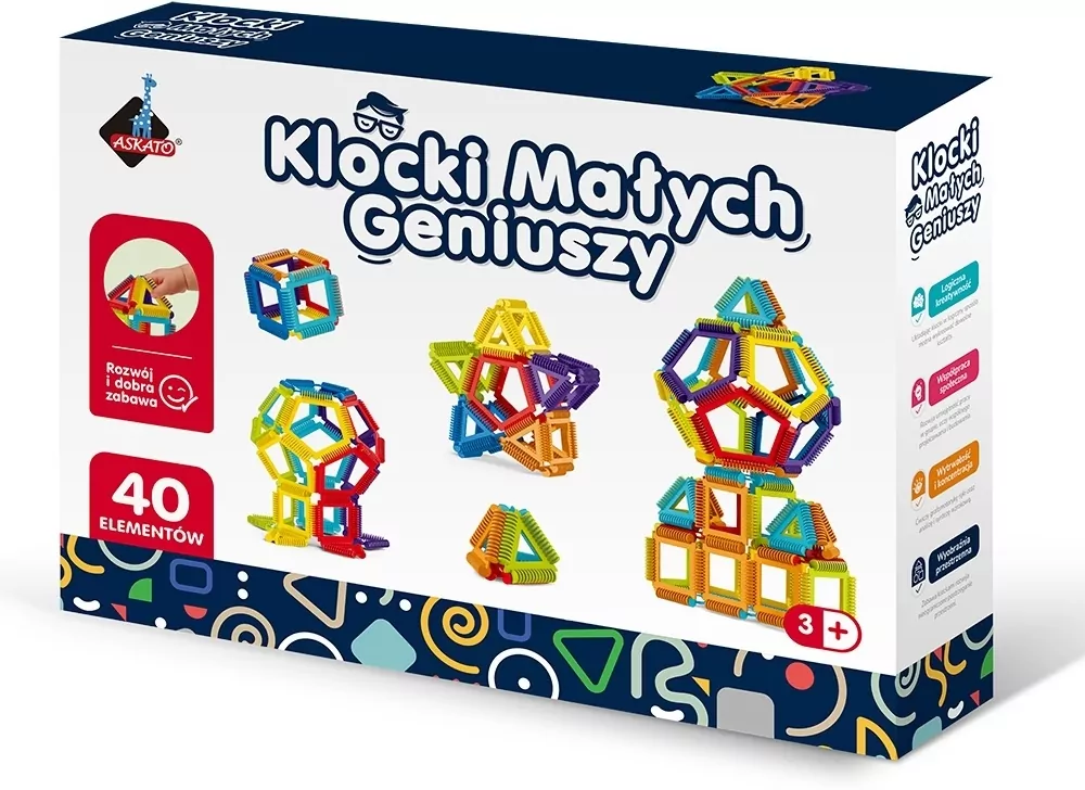 Klocki małych geniuszy geometryczne szczotki 40el - tantis.pl