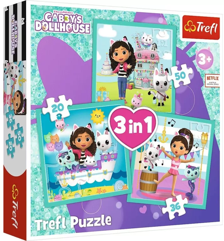 Trefl. Puzzle 3w1. Aktywności Gabby - tantis.pl