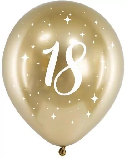 Balony Gloss 18-stka. Złote 30cm, 6 sztuk - tantis.pl
