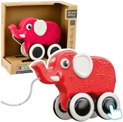 Słonik do ciągnięcia na sznurku czerwony