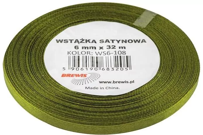 Wstążka satynowa oliwkowa 6mmx32m - tantis.pl