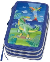 Piórnik trzykomorowy z wyposażeniem Dinosaur
