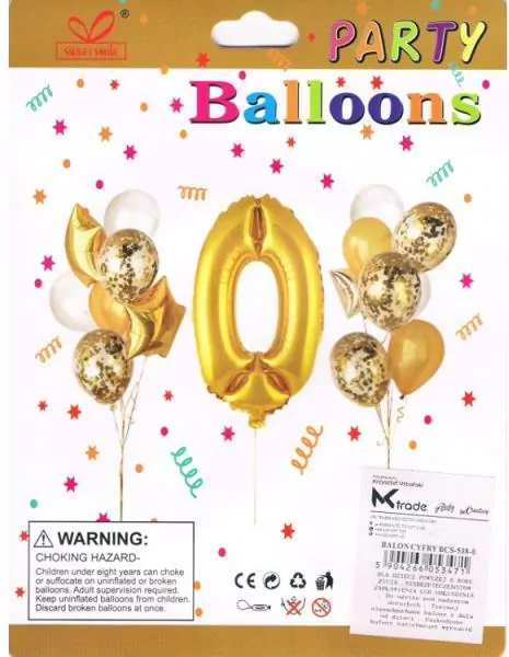 Zestaw balonów, cyfra "0", wys. 30-60cm, 16 szt.  BSC-538-0 - tantis.pl