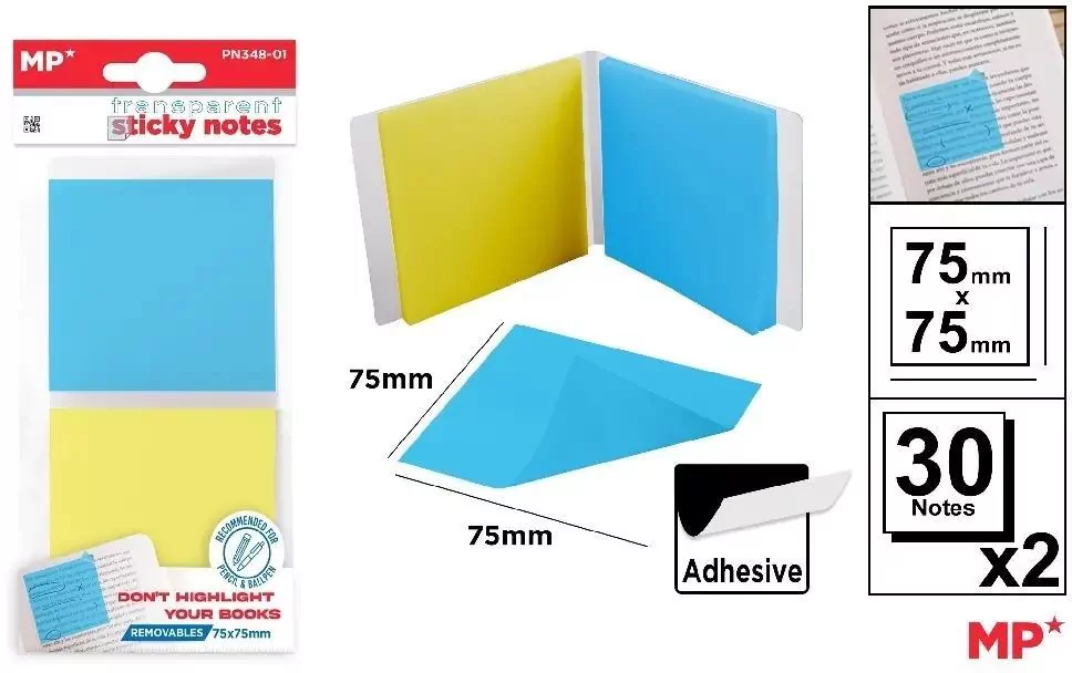Karteczki samoprzylepne przezrocz 75x75mm - tantis.pl