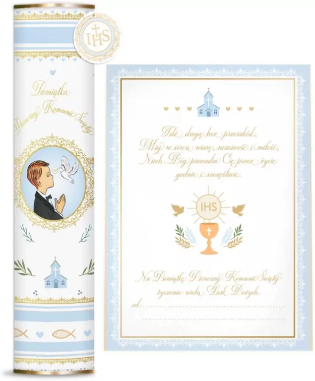 Tuba Pamiątka Komunijna niebieska - tantis.pl