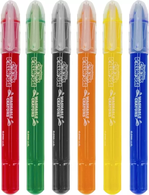 Kredki zmywalne 6 kolorów Koci Domek Gabi - tantis.pl