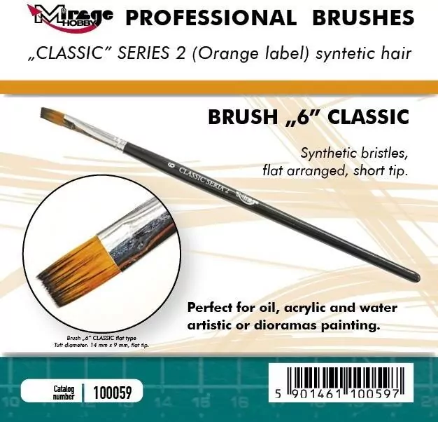 Pędzelek płaski high quality classic rozm 6 - tantis.pl