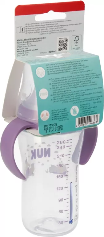 NUK. Butelka do nauki picia. 260 ml. Hipopotam - tantis.pl