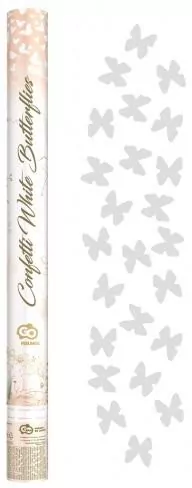 Konfetti pneumatyczne Motylki papierowe białe 60cm - tantis.pl