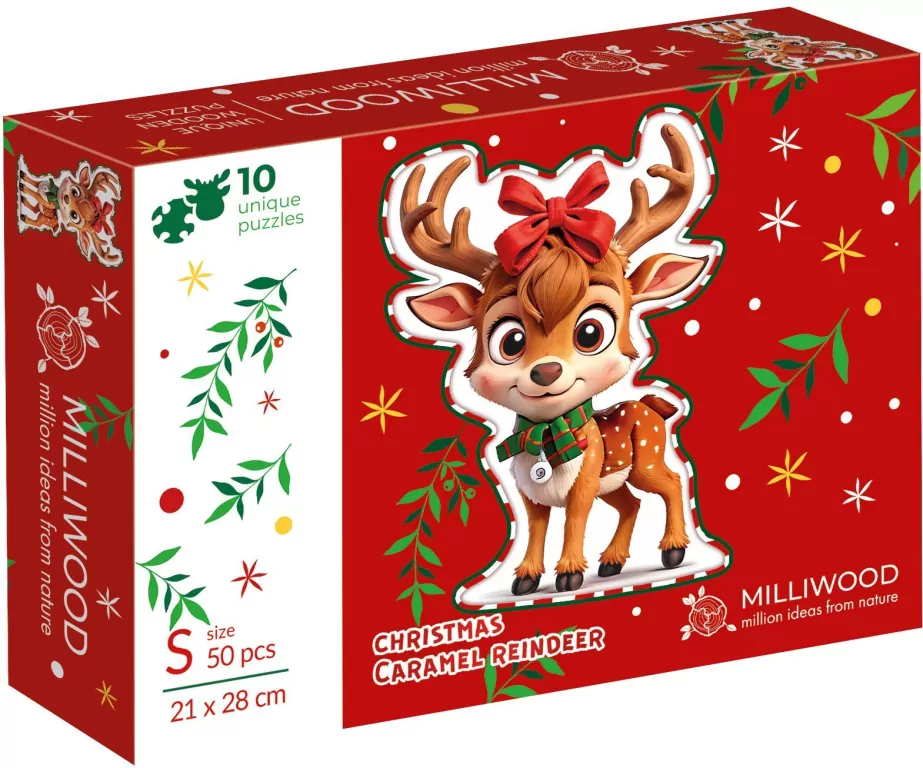Puzzle drewniane 50 Christmas Reniferek - tantis.pl
