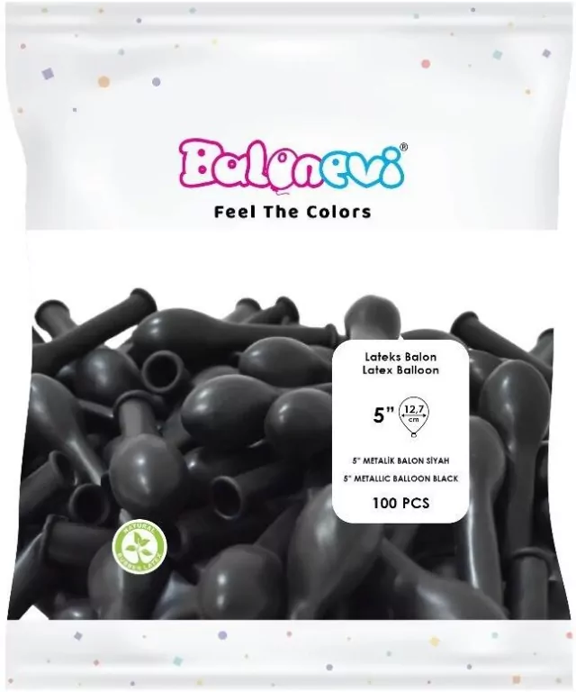 Balony lateksowe Metallic czarne 12cm - tantis.pl