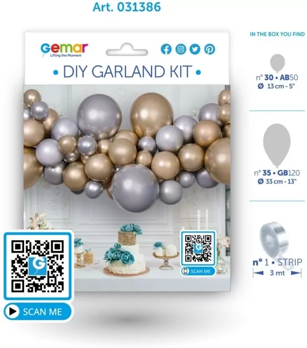 Girlanda balonowa DIY srebrno-złota - tantis.pl