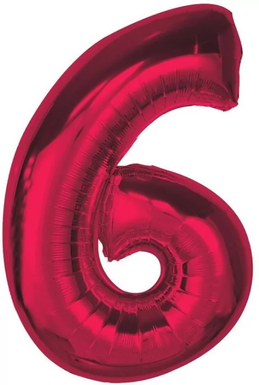 Balon foliowy cyfra 6 czerwona Smart 92cm - tantis.pl