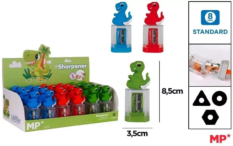 Temperówka z pojemnikiem - dinozaur (24szt) - tantis.pl