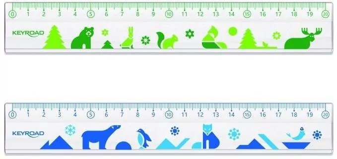 Linijka plastikowa. Transparentna z nadrukiem 20cm MIX - tantis.pl