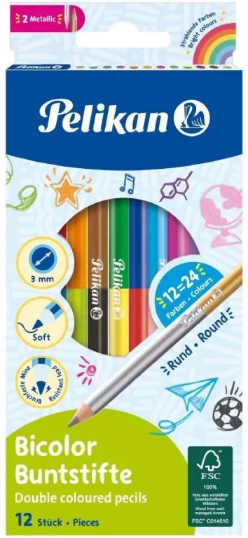 Kredki dwustronne 12 sztuk - tantis.pl