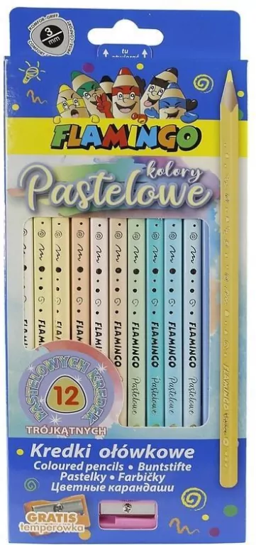 Kredki ołówkowe trójkątne. Pastel. 12 kolorów - tantis.pl