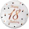 Balon foliowy Happy 18 Birthday biały 45cm - tantis.pl