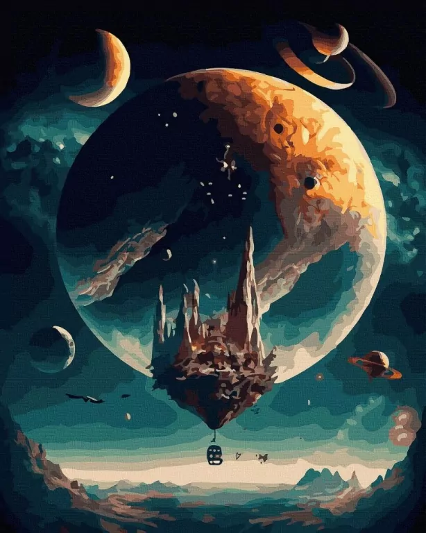 Malowanie po numerach czarne płótno - Kosmiczny... - tantis.pl