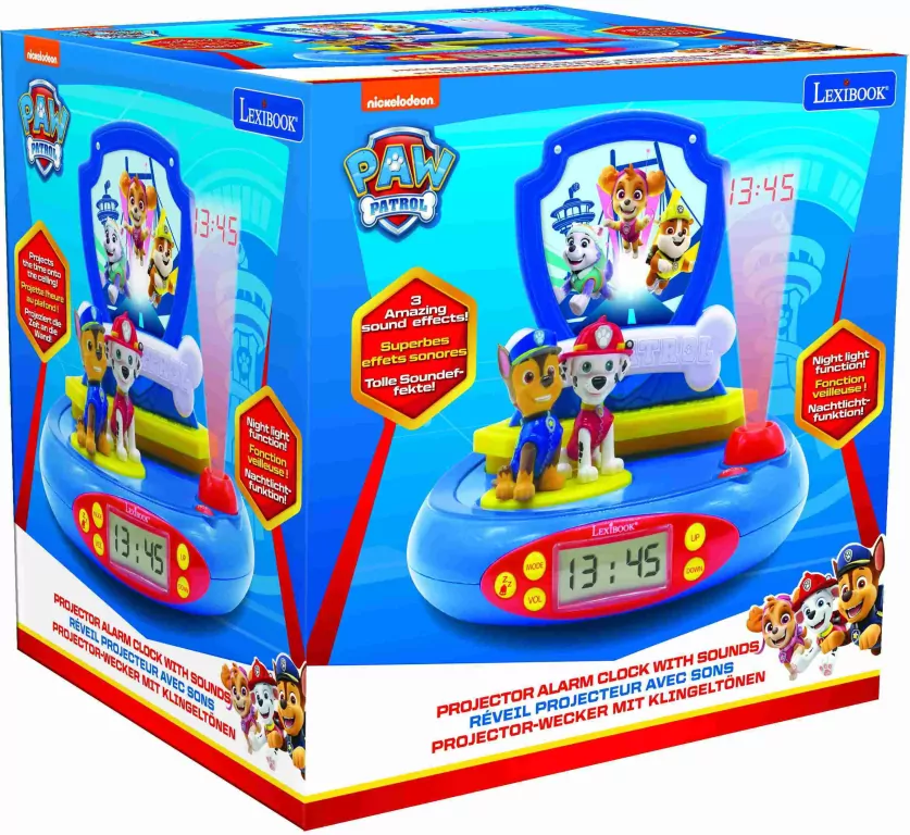 Budzik z projektorem Psi Patrol - tantis.pl