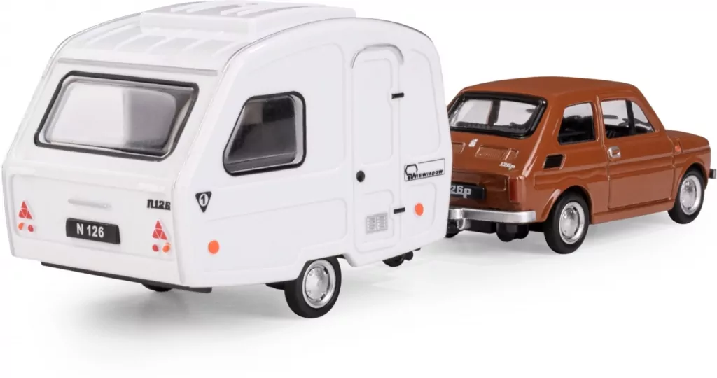 Fiat 126p + przyczepa Niewiadów Kemping brązowy - tantis.pl