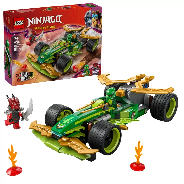 LEGO® Ninjago. Samochód wyścigowy Lloyda z napędem typu pull-back. 71828 - tantis.pl