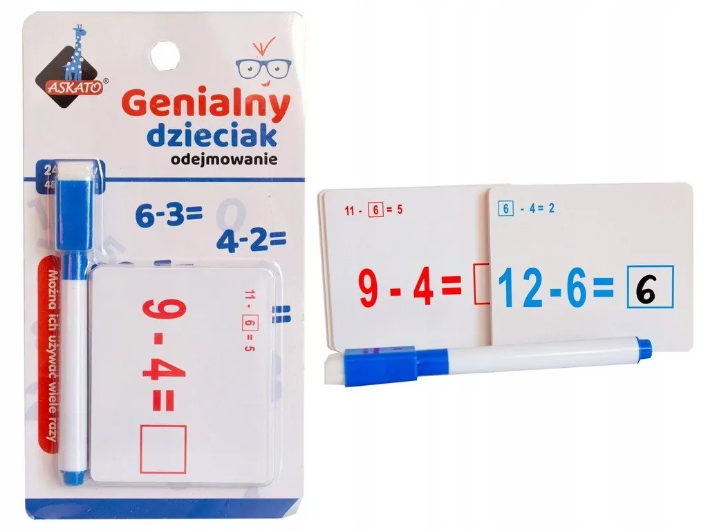 Fiszki matematyczne. odejmowanie. Genialny dzieciak - tantis.pl