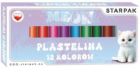 Plastelina 12 kolorów. Biały kotek - tantis.pl