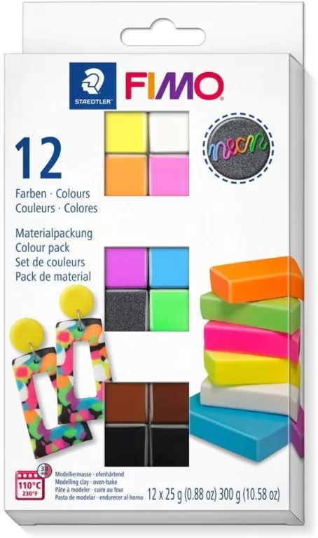 Fimo Neon. 12 kostek x 25g - tantis.pl
