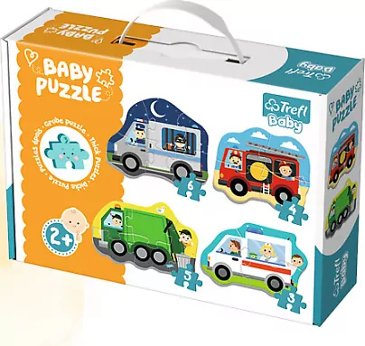 Trefl. Baby puzzle 4w1. Pojazdy i zawody - tantis.pl