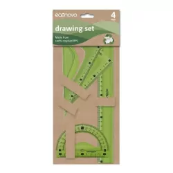Zestaw geometryczny z linijką 30cm, recyklingu 4el