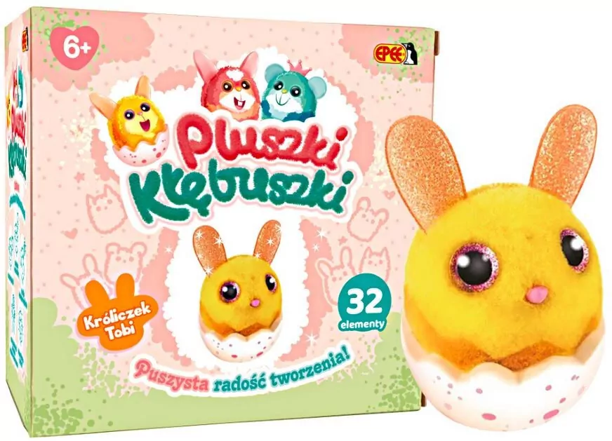 Pluszki-Kłębuszki 32 elementów Żółty Króliczek - tantis.pl