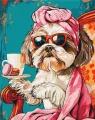 Malowanie po numerach - Figlarny shih tzu 40x50cm - tantis.pl