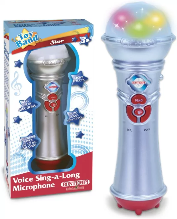 Bontempi Star Mikrofon echo z dźwiękami i światłem 412720 - tantis.pl