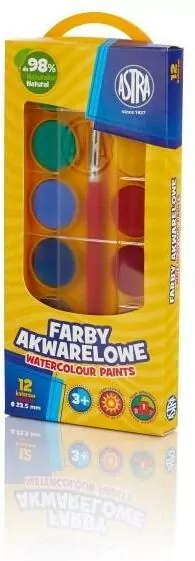 Farby akwarelowe 23,5mm. 12 kolorów - tantis.pl